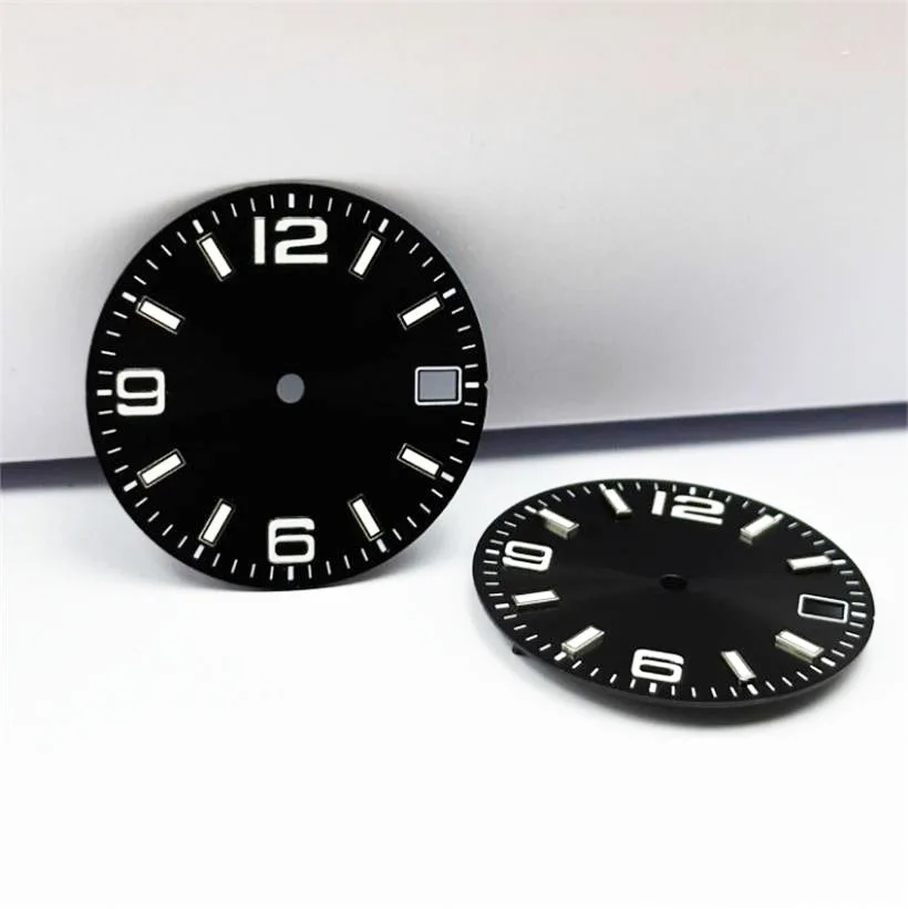 285mm-グリーン夜光マークなしダイヤル-nh35-機械式ムーブメントに適しています-dlack-ダイヤル時計アクセサリー-﻿