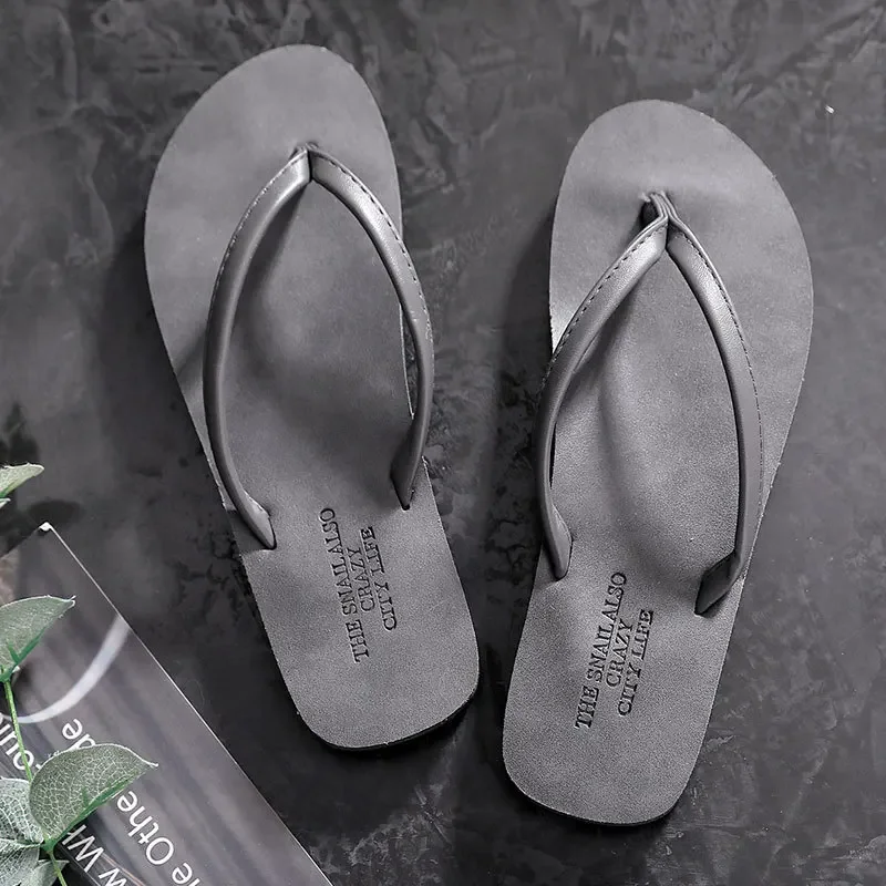2023 Flip-flops Women Fashion Sandals Couples Clip-on Leather Beach Slippers Summer Outside Flat with Slipper Women Men Shoes - Image 2