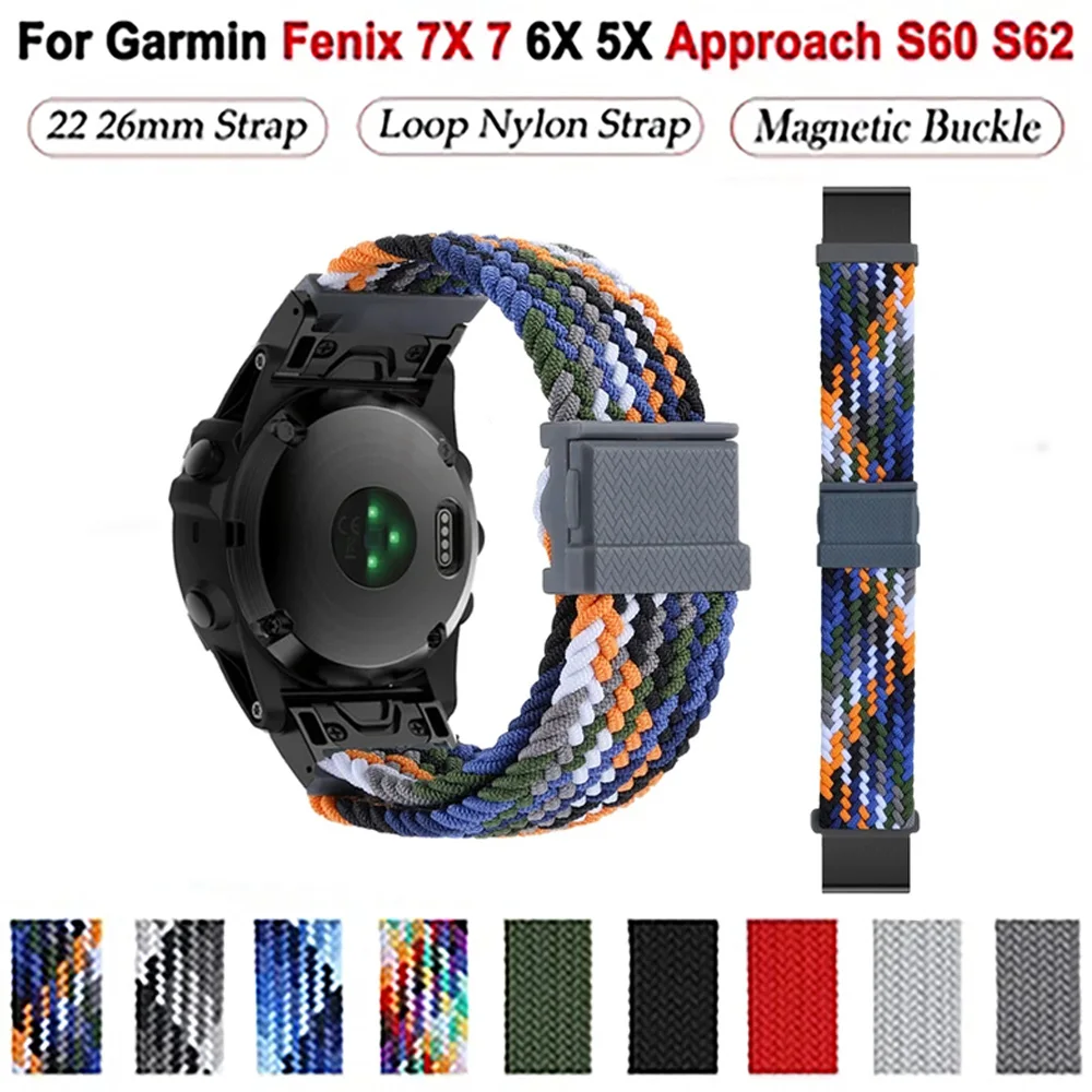 Approach S70 S62 Braided Nylon Strap For Garmin Forerunner 965 955 935 745 945 Epix 2 Instinct Band 26mm 22mm Bracelet Wristband