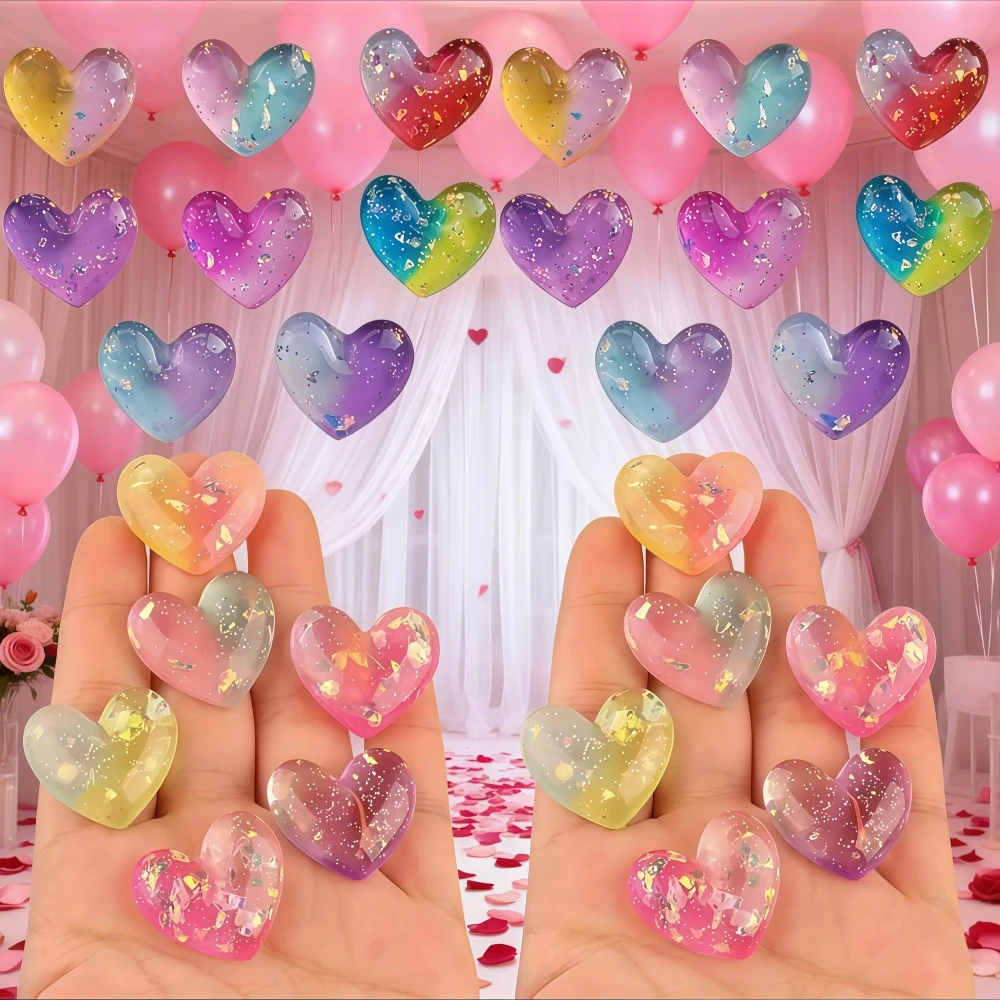 

12/24/36 шт., прозрачная смола, светящееся персиковое сердце, день рождения, день Святого Валентина, свадьба, карнавал, вечернее украшение, подарок
