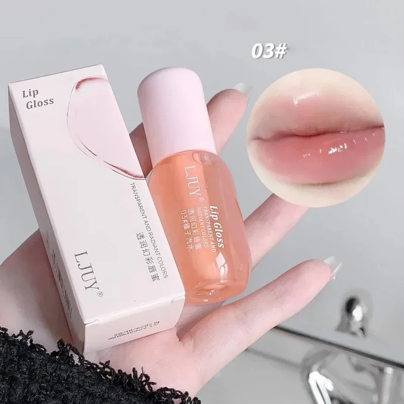 Frucht kristall Gelee Lippen öl feuchtigkeit spendend transparentes Glas Lip gloss plump ing klare Lippen praller Serum Lippen Pflege Make-up Kosmetik