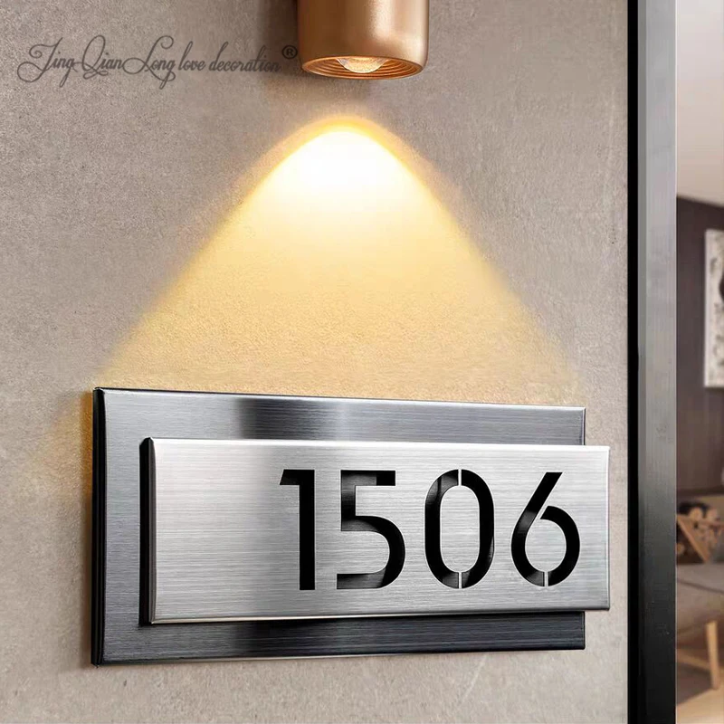 علامات عناوين مخصصة، علامات عناوين من الفولاذ المقاوم للصدأ، لوحات أرقام الباب، لوحات أرقام العنوان #2