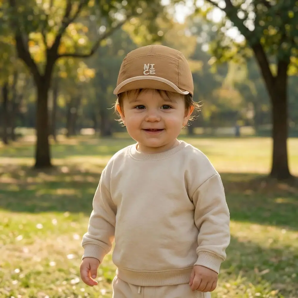 

Letter Embroidered Children Sun Hat Solid Color Adjustable Quick Dry Peaked Cap Cloth Short Brim Kids Baseball Cap Summer