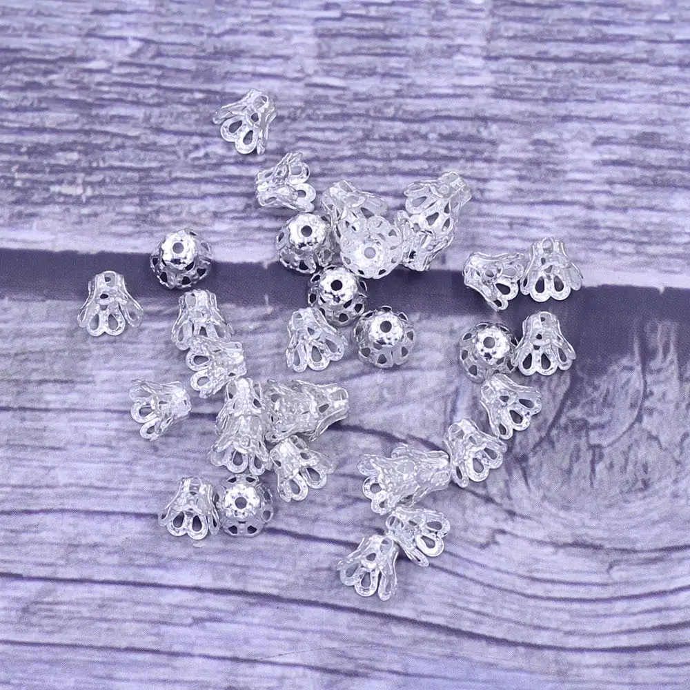 

10000 шт. серебристых полых колокольчиков-заглушек для бусин из сплава, 6 мм