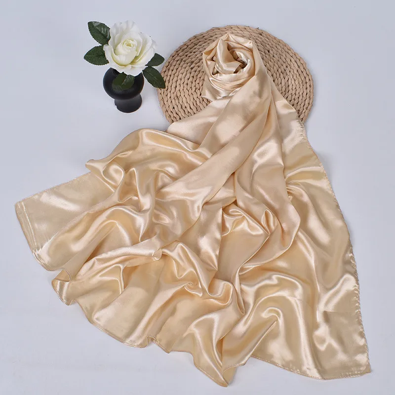 90 cm Seide Schal Schal Headwraps Für Frau Mode Vier Jahreszeiten Haar Zubehör Hijab Foulard Bandana Femme Kopftuch – Detail 11