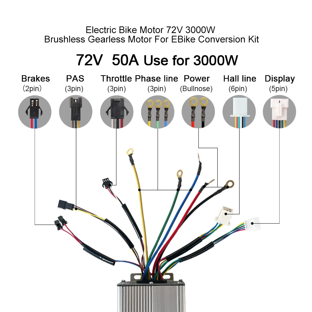 MXUS-Electric Bicycle Conversion Kit, Brushless Non-Gear Hub Motor, 48V, 1000W, 72V, 3000W, 20-29in, 700C