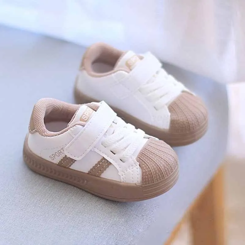 Children All-match Shell Head Small White Shoes Baby Kid\'s Walking Shoes Boys and Girls Outdoor Sneakers Kids Casual Footwear