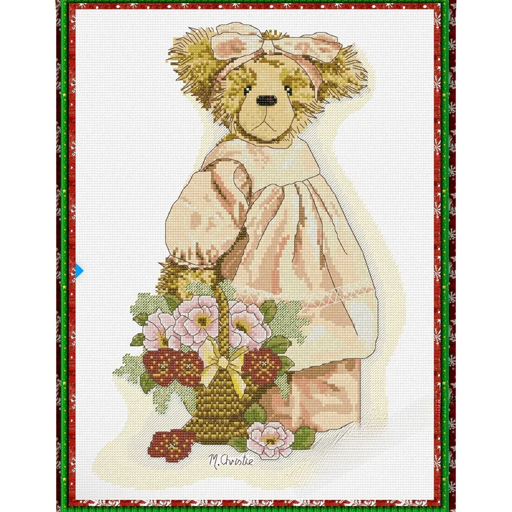 

Современный простой набор для вышивания крестиком DMC: винтажный узор с медведем, хлопковая ткань, готовый комплект для гостиной