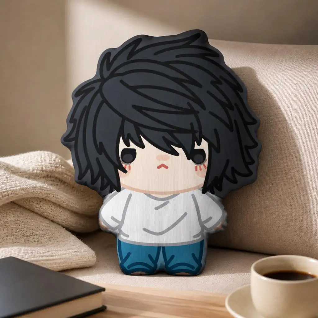Anime Deaths Notes L Lawliet Chibi 2D Flat Printing Shaped Stuffed Throw Pillow Decorative Cushion Pillow for Sofa Room Decor