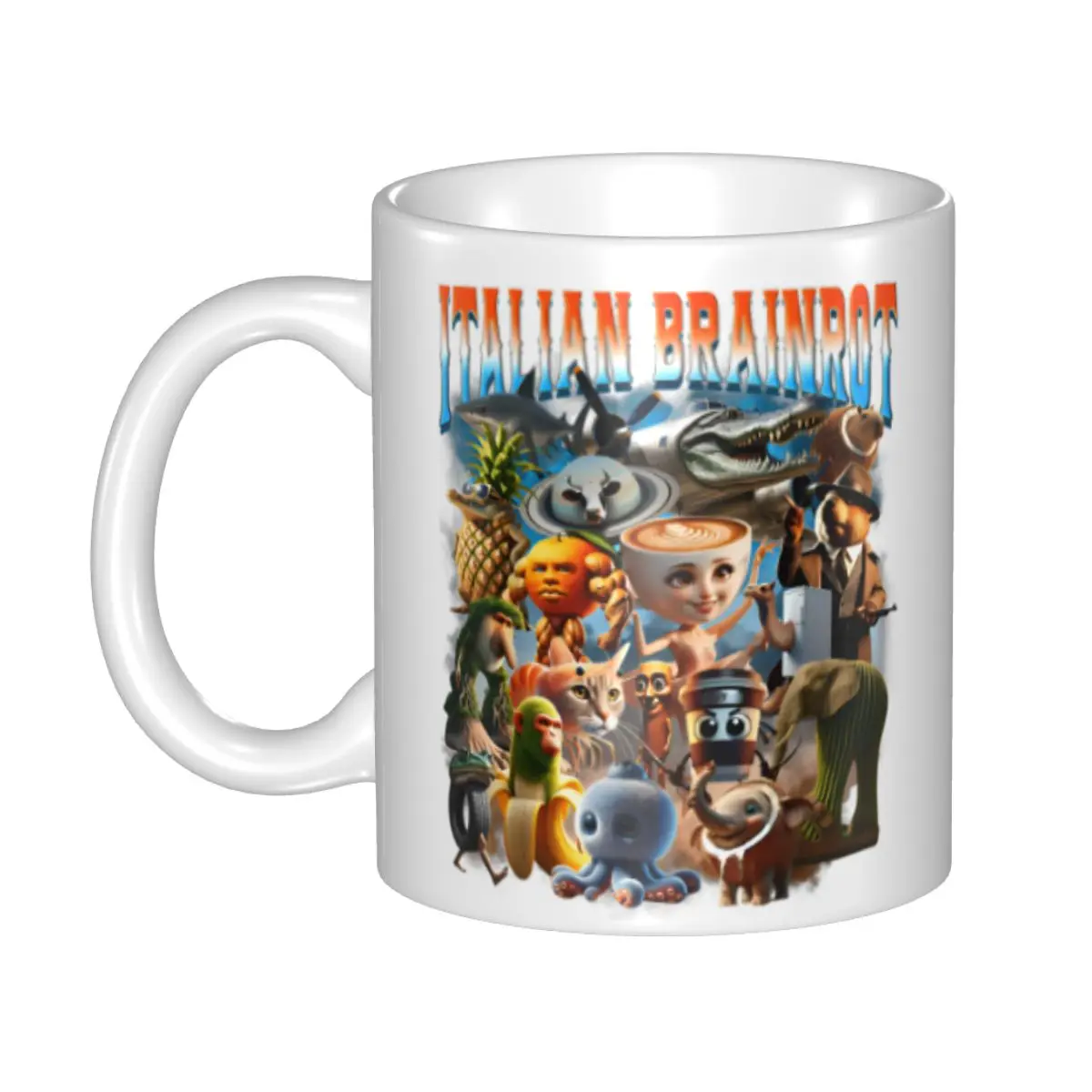 DIY شخصيات الدماغ الإيطالية مضحك ميمي أكواب السيراميك مخصص فنجان القهوة الإبداعية هدية