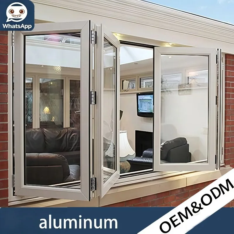 Horizontal Type Modern Aluminum Bifold Door Window Customized Size Great Soundproof Performance Easy Operation Indoor Outdoor