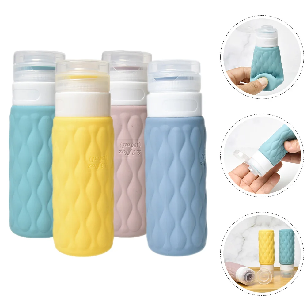 Bouteilles à presser de voyage rechargeables anti-fuite, conteneurs de liquide portables pour shampoing, revitalisant, crème, organisateur de maquillage, 4 pièces