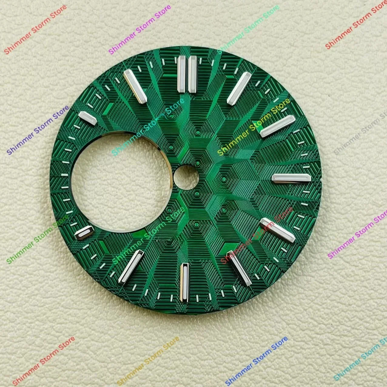 For NH38 dial 28.5mm mechanical, diving watch, modified watch For NH34 literal, green luminous, graduated face,watch accessories