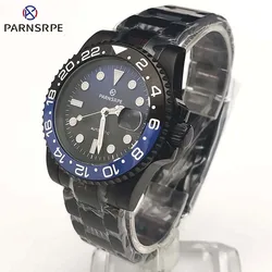 PARNSRPE Men's Sapphire Automatic Mechanical Watch Blue and Black Ceramic Bezel Gradient Dial PVD Black Men's Business Watch