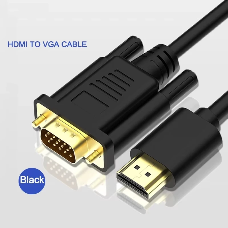 HDMI-Compatible to VGA  Male 1080P 60Hz HD Compatible Cable to VGA Adapter Digital to Analog for Computer Laptop 1.8M