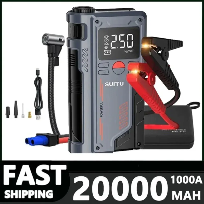 4 In 1 Car Jump Starter with Air Compressor Portable Booster Charger 1000A Powerful Car Battery Starting Device AirCompressor