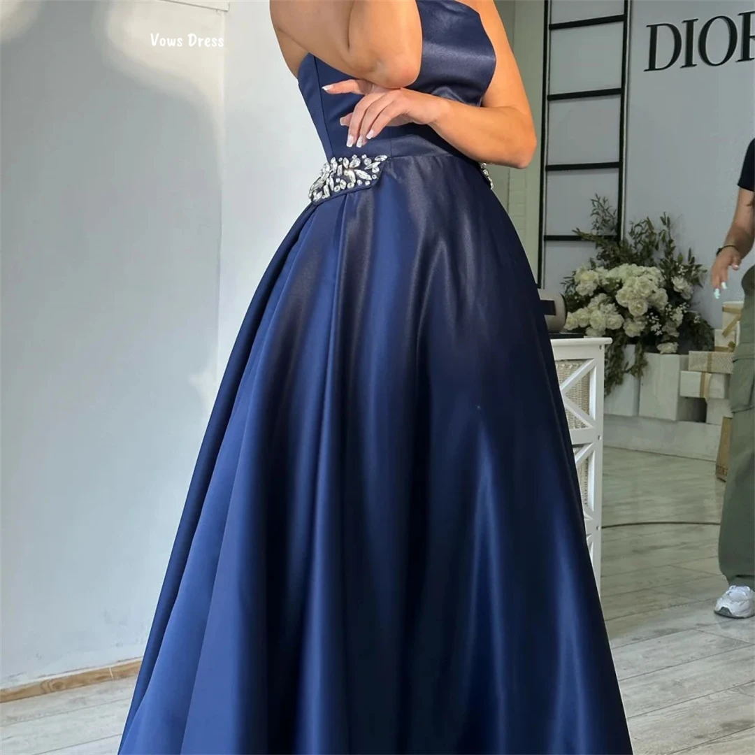 Vows robes de soirée noires femme robes d'invité de mariage élégantes pour les Occasions spéciales sur mesure bustier tubulaire ligne une robes de bal