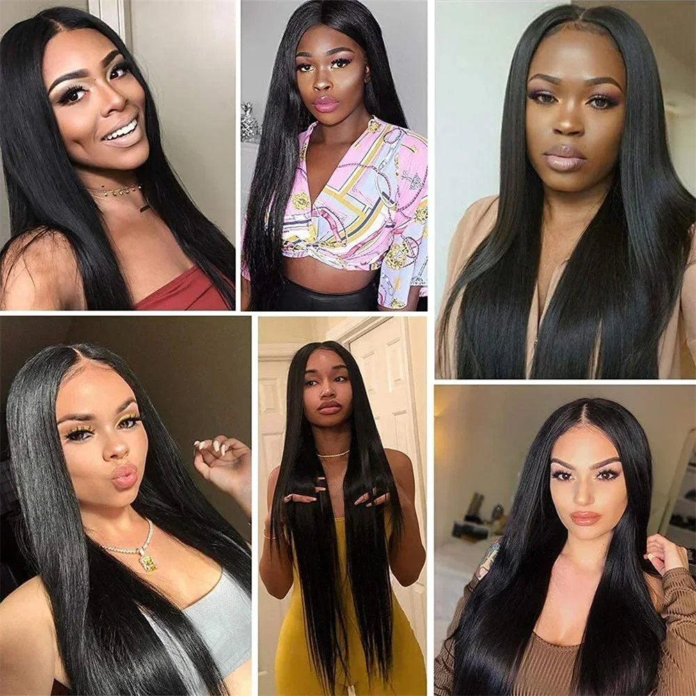 Full Machine V Part Straight Human Hair Wigs for Women Remy Hair Brazilian Natural Color No Leave Out Upgrade U Part Wigs image 4