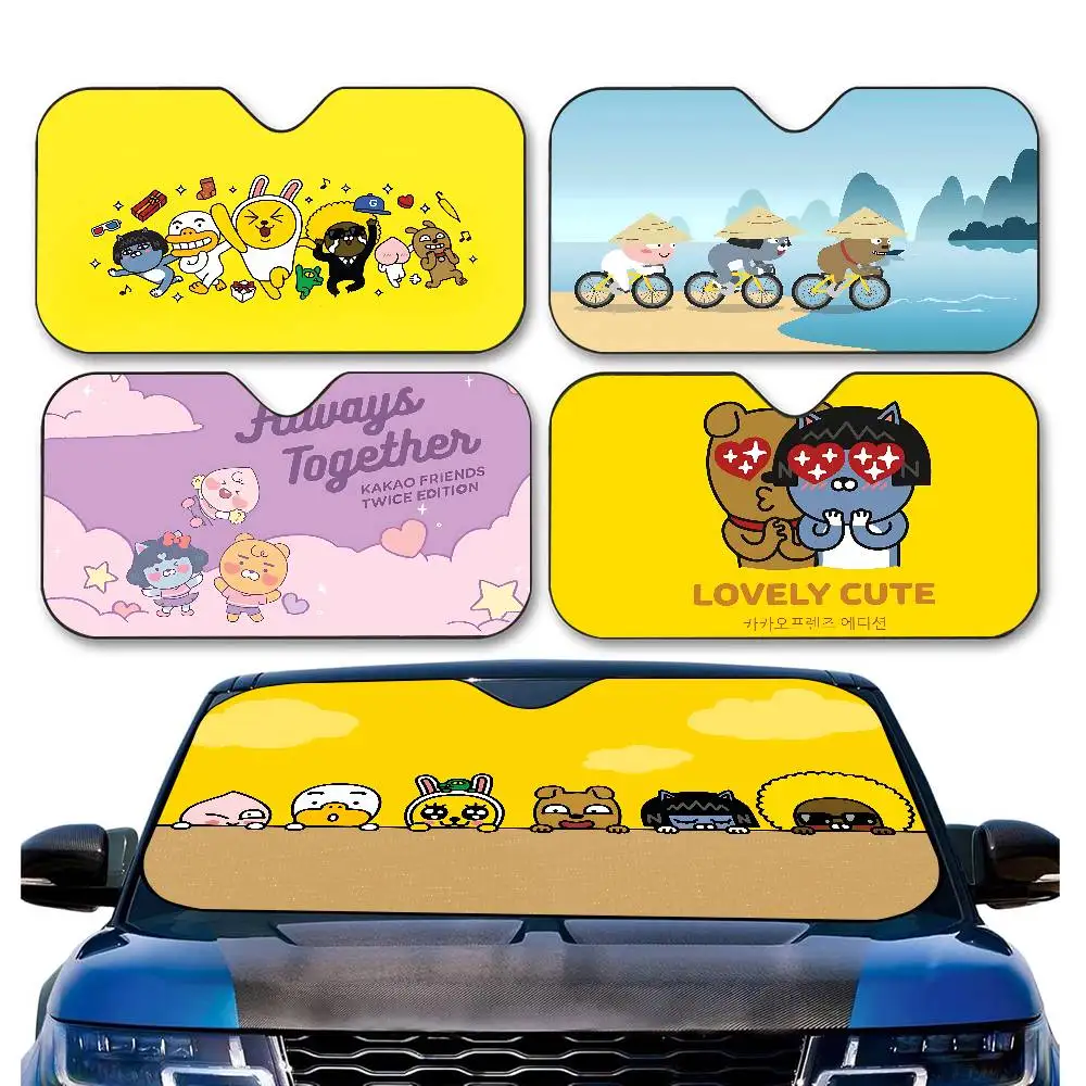 

K-KAKAOS FRIENDS Foldable Front Windshield Sunshade 70x130cm Anime Cartoon Foils Car Sun Visor Sun Shade Protect