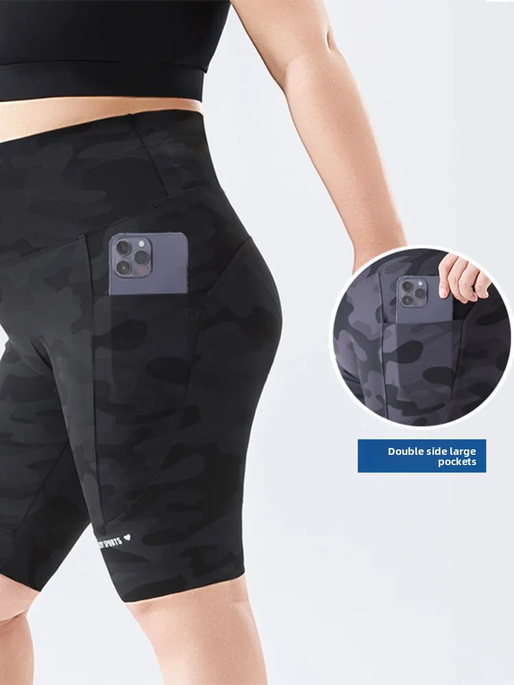 سراويل يوجا عالية الخصر للسيدات مقاس كبير مطبوع عليها جلد السفن بطول خمسة أرباع رفيعة وقابلة للتمدد ومريحة للتحكم في البطن...