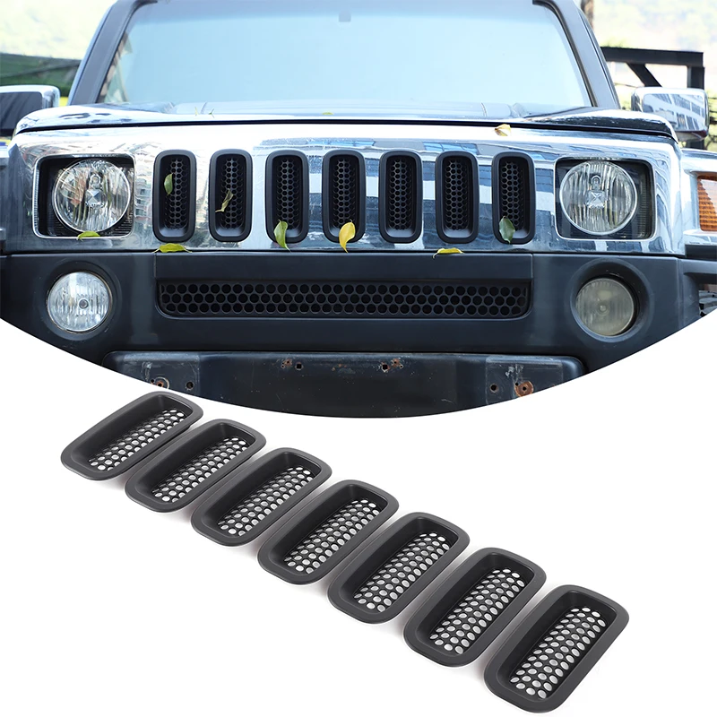 ABS Car Front Grille Protective Cover, Insect-Proof Mesh Cover for Hummer H3 2005-2009 Car Front Grille Styling Accessories