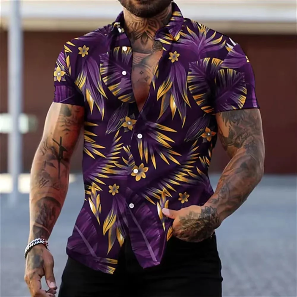 Hawaiian Shirt For Mens 2023 3D Print Short Sleeve Blouse Beach Holiday Top Tee Summer Oversized Men's Clothing Camisa Masculina