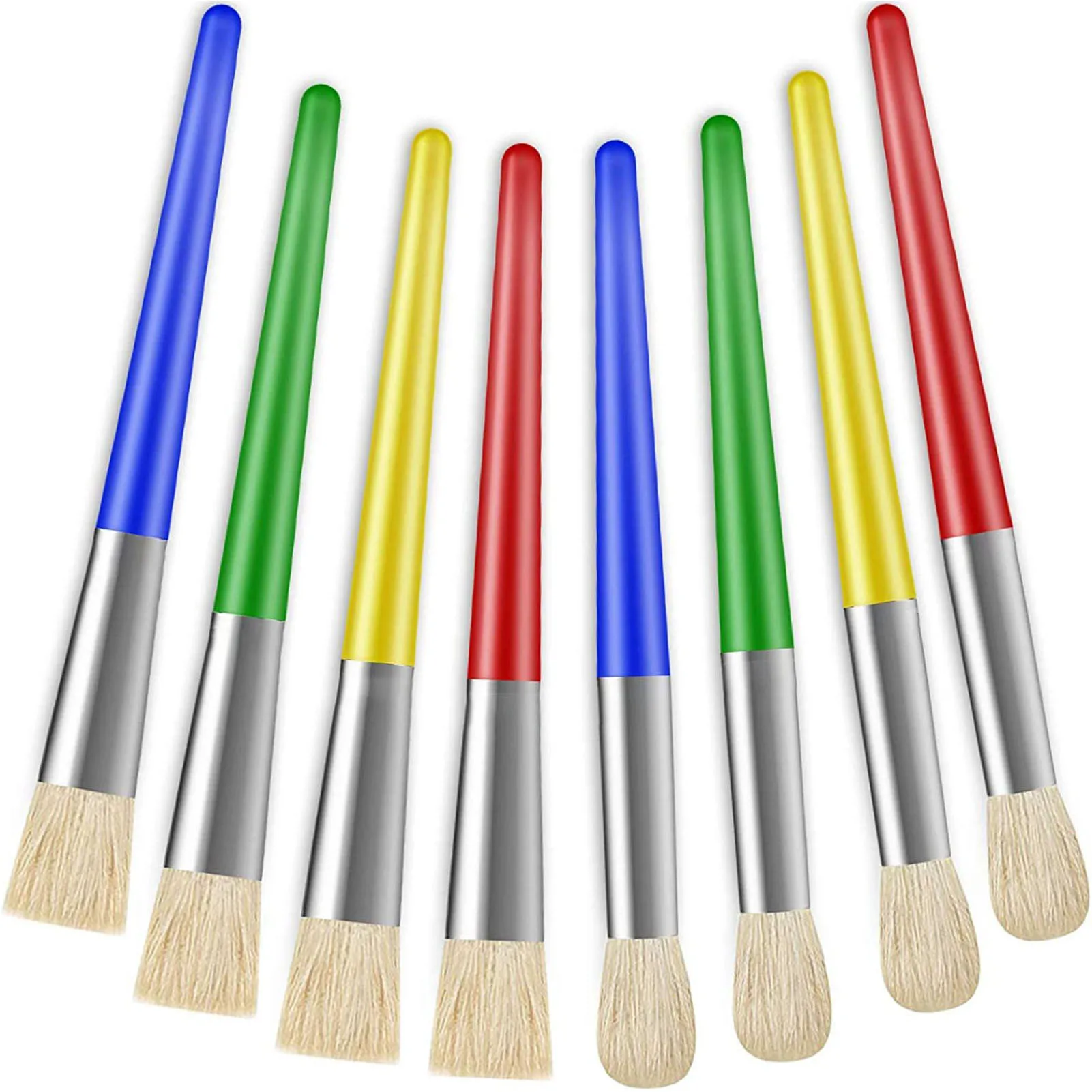 8pcs Painting Brushes Kits for Kids Adults Plastic Handle with Bristles Watercolor Brushes Gift for Friends Family Members