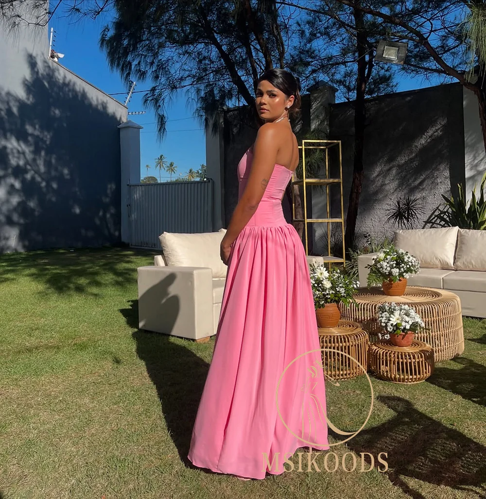 Msikoods-vestidos de graduación rosas, vestido largo plisado para fiesta de cumpleaños, vestido de dama de honor hasta el suelo, vestido de invitados de boda personalizado, 2025