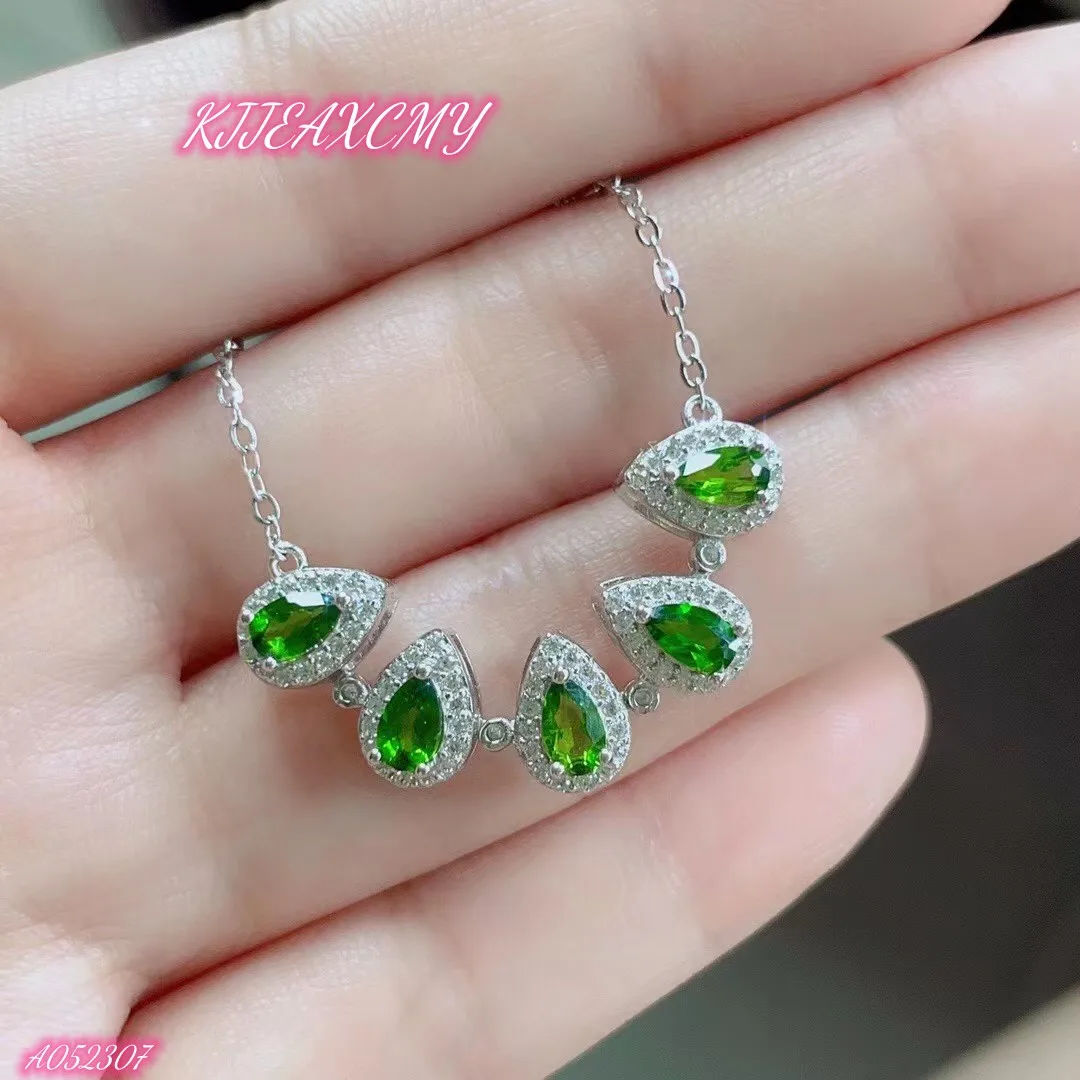 KJJEAXCMY Brand Boutique Jewelry 925 Sterling Silver Natural Diopside Stone Women's Dual Purpose Necklace Collar Chain