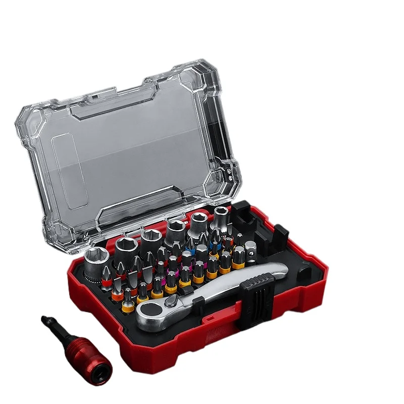 For 38-Piece Set Precision Screw Batch Sleeve Magic Box Screwdriver Multifunctional Industrial Grade Ratchet Wrench