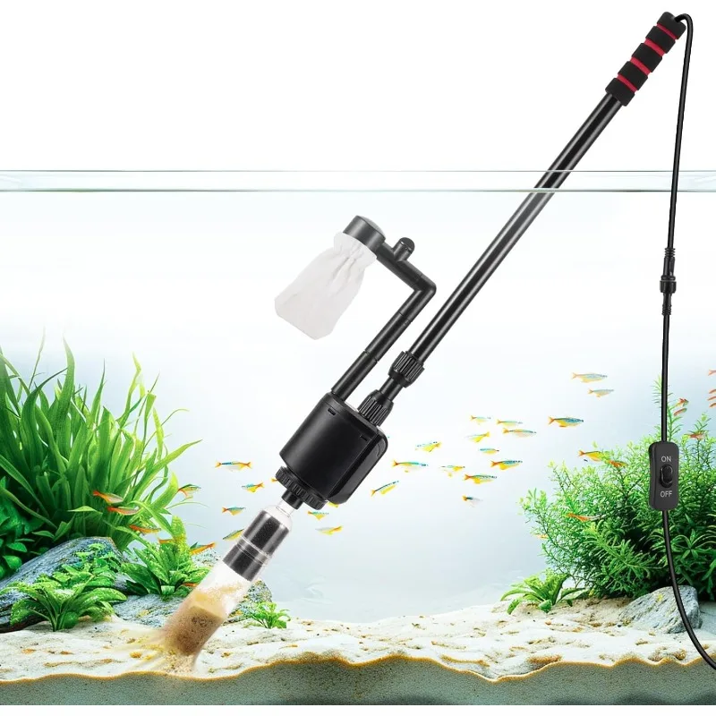 Aquarium Gravel Cleaner Kit, 6 in 1 Electric Fish Tank Vacuum Cleaning Tools Water Changer, Multifunction Wash Sand Filter