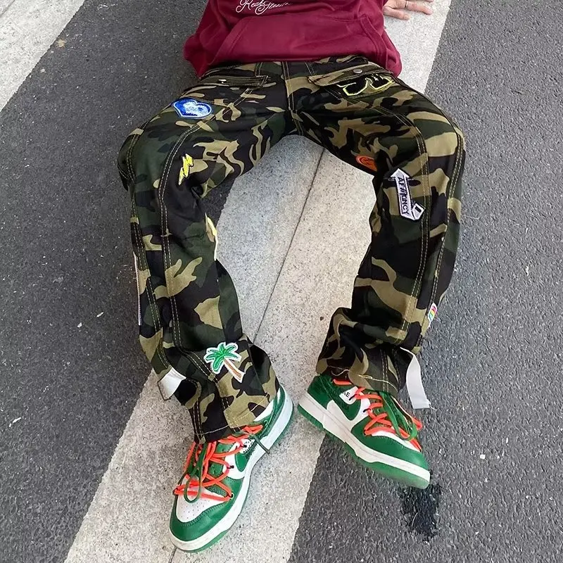 Camouflage Man Pants for Mens Clothing Free Shipping Work Trousers Male Clothes Japanese Vintage Fashion Harajuku New in 2024