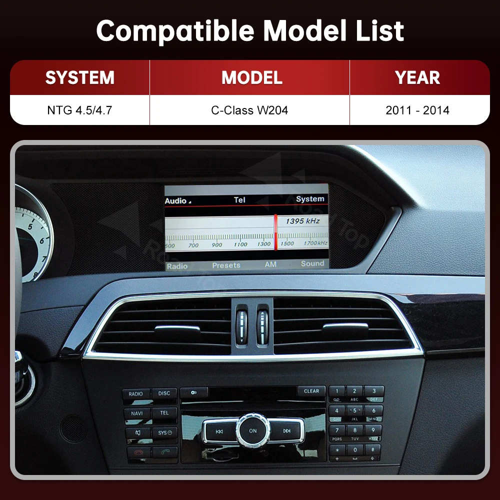 RoadTop CarPlay اللاسلكي لسيارة Mercedes Benz C Class W204 2011-2014، مع وظائف تشغيل السيارة Android Auto Mirror Link AirPlay #2