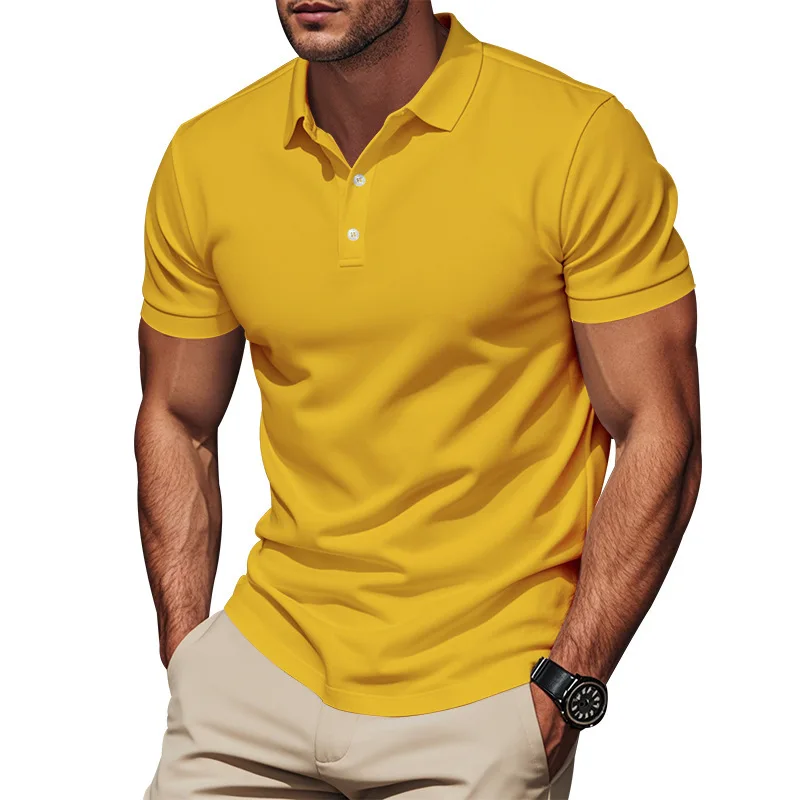 Men's Simple Quick-Drying Polo POLO Shirt Golf Type Men's Gentleman Loose Breathable Lapel Short