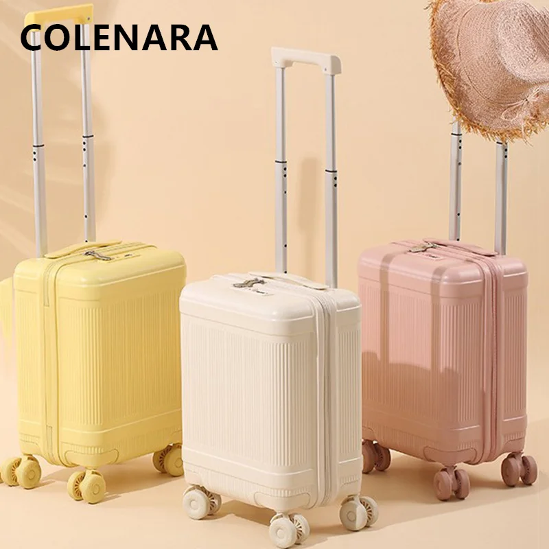COLENARA PC Suitcase Men's Boarding Box Women's Trolley Case 18 Inches Student Password Box Universal Wheel Rolling Luggage