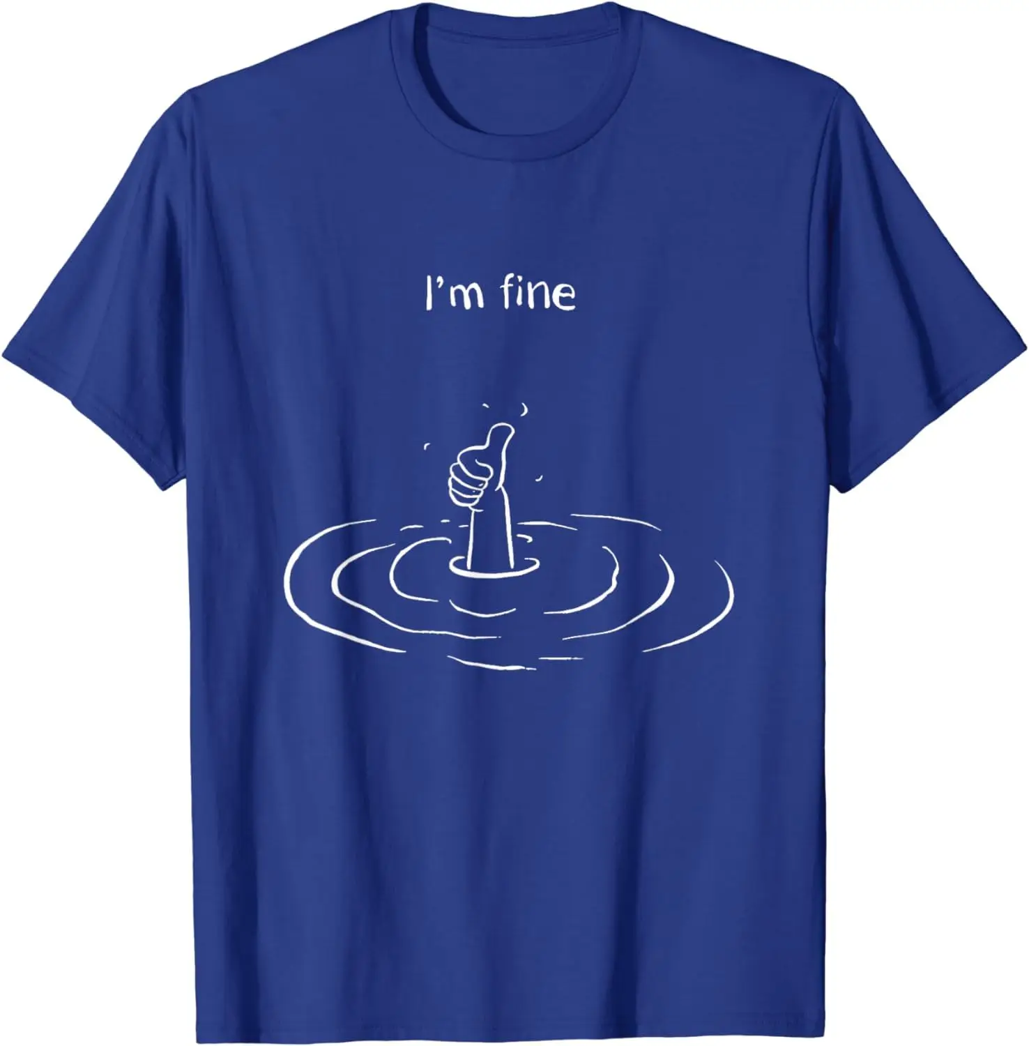 I'm Fine Hand Sign Funny Art Submerged Under Water T-Shirt Anime Graphic T-shirts For Men Clothing Women Tees Y2K Tops