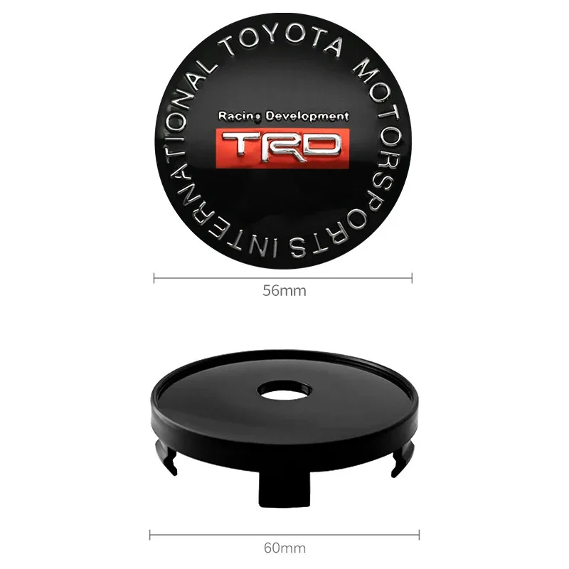 4Pcs 56mm 60mm Car Wheel Center Covers Tire Hub Caps Emblem Stickers For Toyota TRD GR SPORT Avensis Prius Rav4 Auris Yaris Aygo view 2