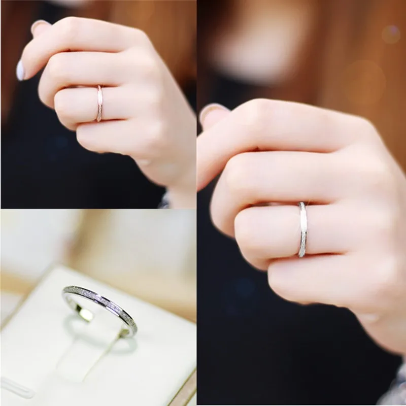 Stainless Steel Matte 2mm Thin Stackable Ring Wedding Band for Women Girl Size 3-10