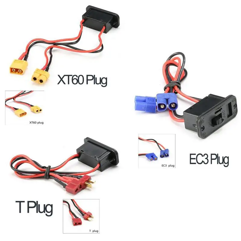 

RC Toys Upgrade Parts Heavy Duty Battery Harness Connector Switchs For XT60 T EC3 Plug Charging Socket Lipo Battery Switchs #WO