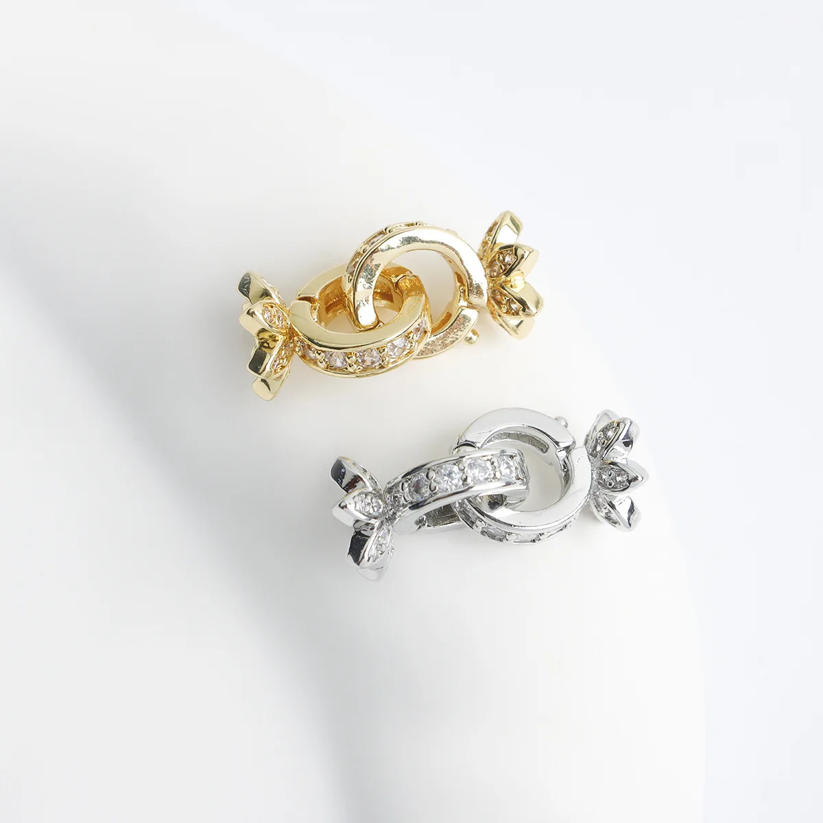 

1 Piece Copper Gold-plated Zirconium Lotus Pearl Bracelet Necklace Connection Buckle DIY Jewelry Making Material Accessories
