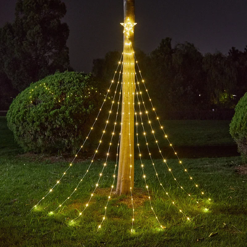 Waterfall light string light LED outdoor star trailing light Christmas decoration light courtyard star string light wholesale