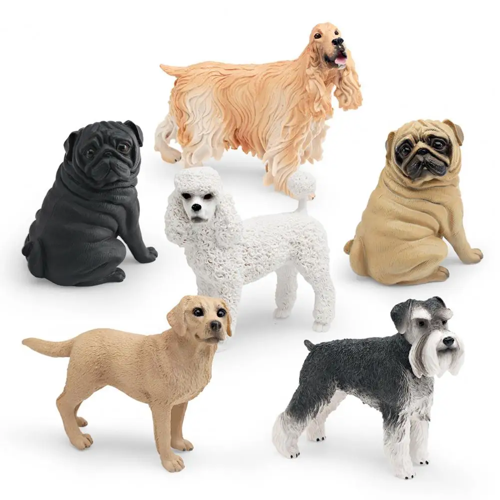 Simulated Dog Figurine Simulated Dog Model Figurines Set Pvc Pug Schnauzer Poodle Labrador Statues Educational Toys Decorative
