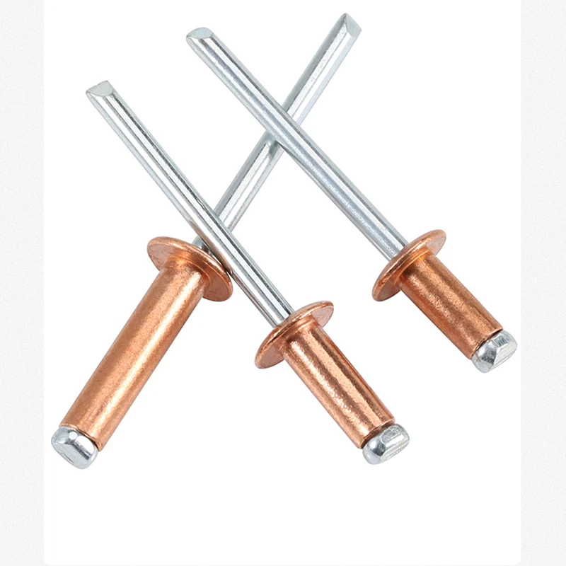 5~30pcs M2.4 M3.2 M4 M4.8 Purple Copper Core Pulling Rivets Round Head Open Type Copper Pull Rivet Head Length 4-30mm