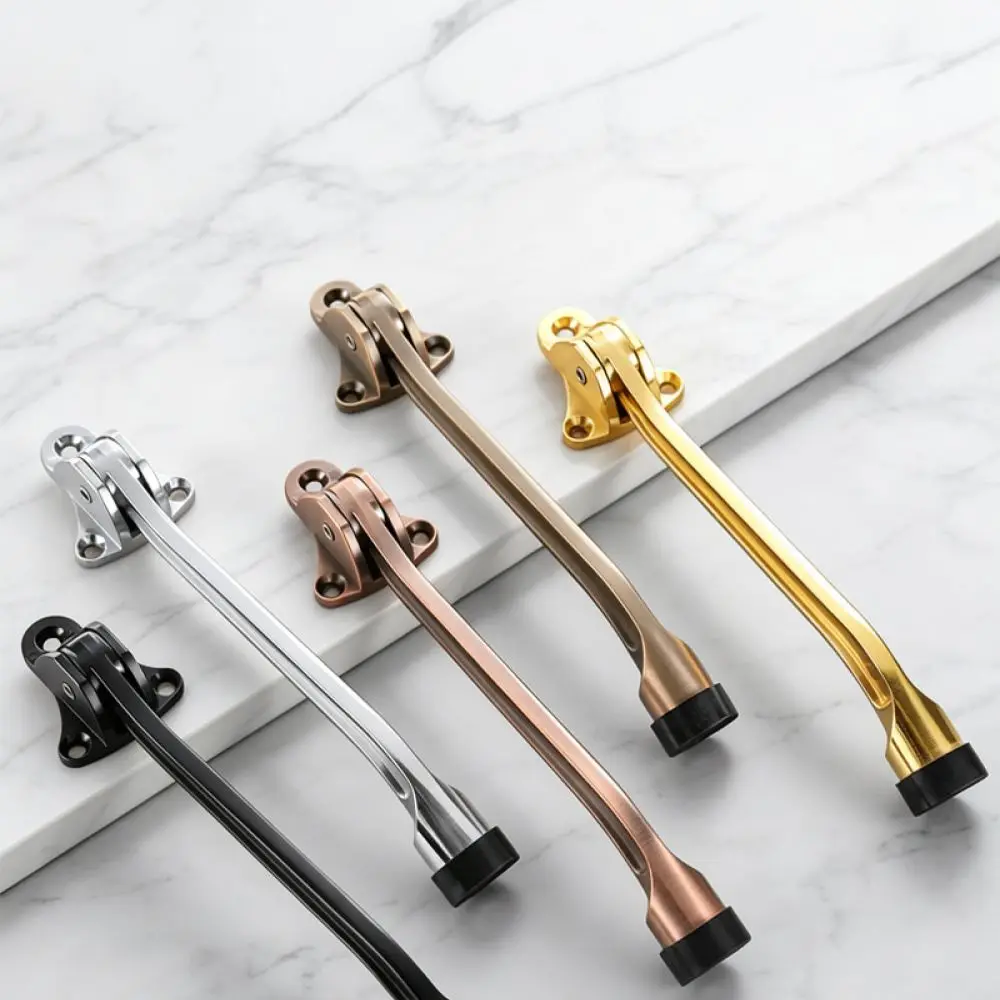 Stainless Steel Door Stopper Punch Free Folding Door Holder Heavy Duty Foot Operated Metal Door Catch Home Security Hardware