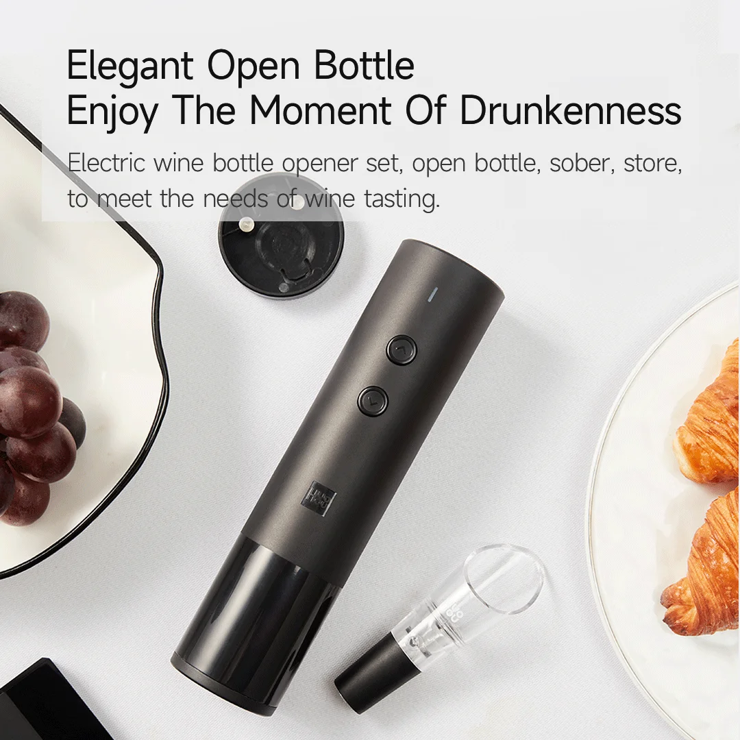 Youpin Huohou 5 in 1 Electric Wine Opener Automatic Corkscrew for Beer Rechargeable Bottle Foil Cutter Kitchen Bar Can Opener