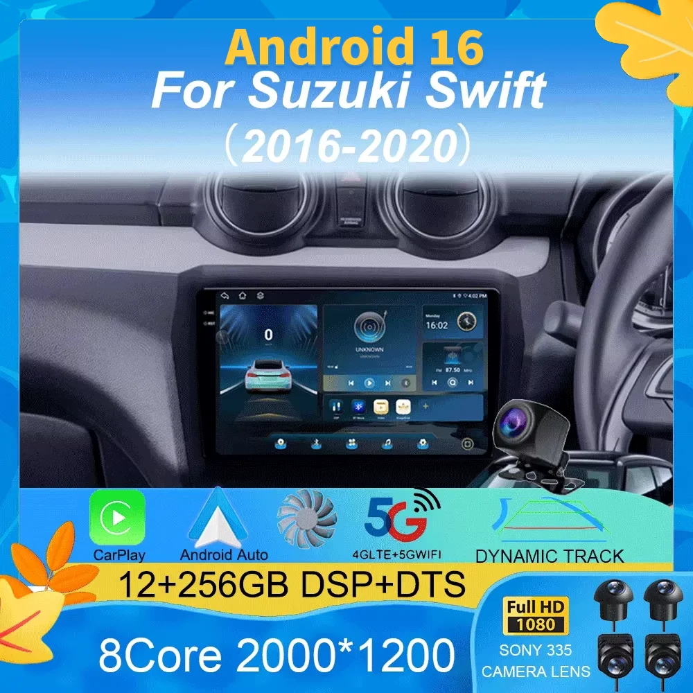 

Android 16 Carplay DSP Car Radio For Suzuki Swift 2016 2017 2018 2019 2020Navigation Multimedia Player Accessories Screen