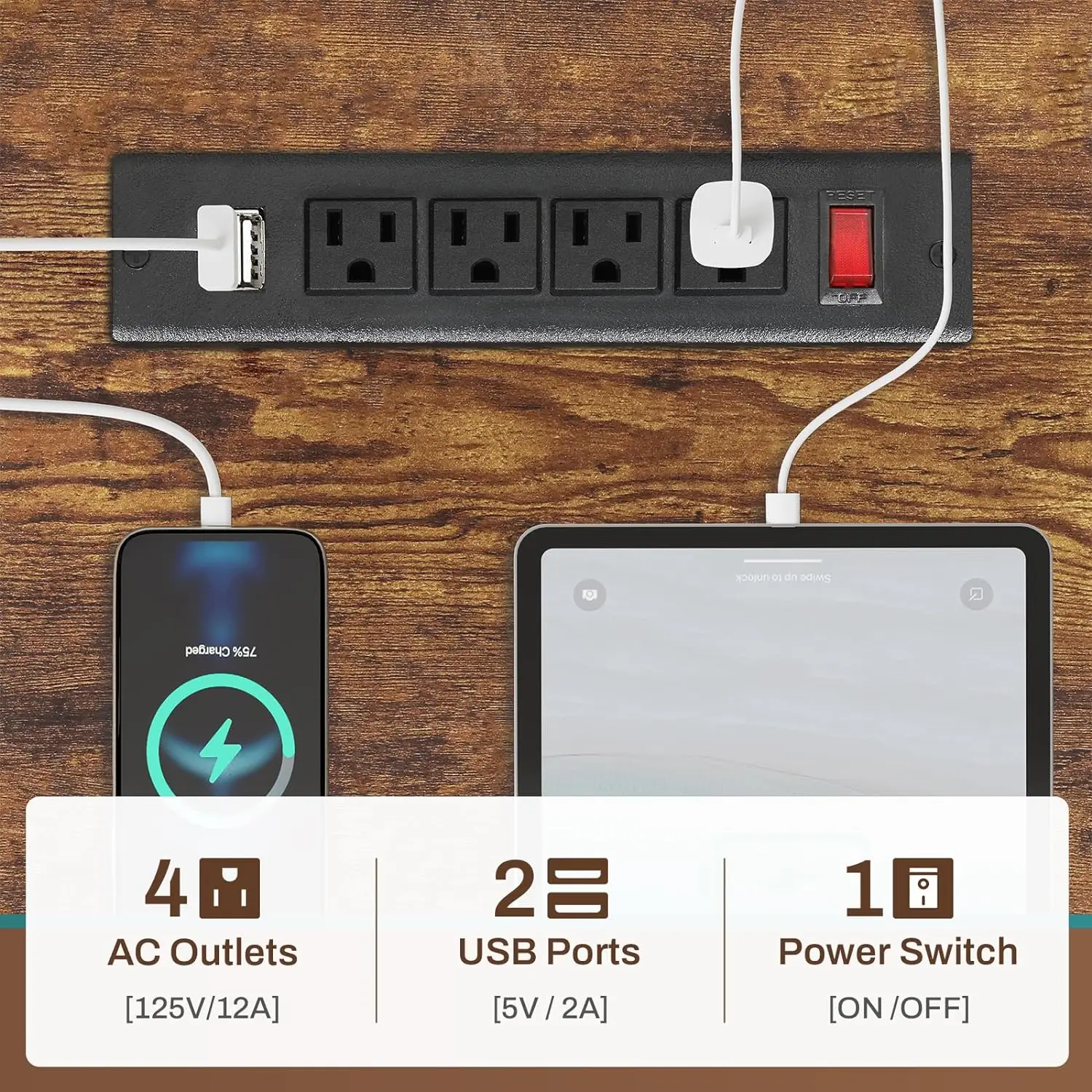 Shaped Computer Desk, Reversible Computer Desk, L Shaped Desk with Power Outlets & LED Strip, Monitor Shelf,