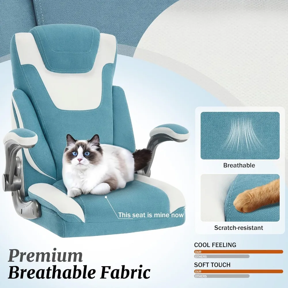 كرسي مكتب من القماش الكبير والطويل بوزن 500 رطل مع دعم قطني قابل للتعديل، مقعد عريض جدًا لكرسي المكتب التنفيذي شديد التحمل، Bre