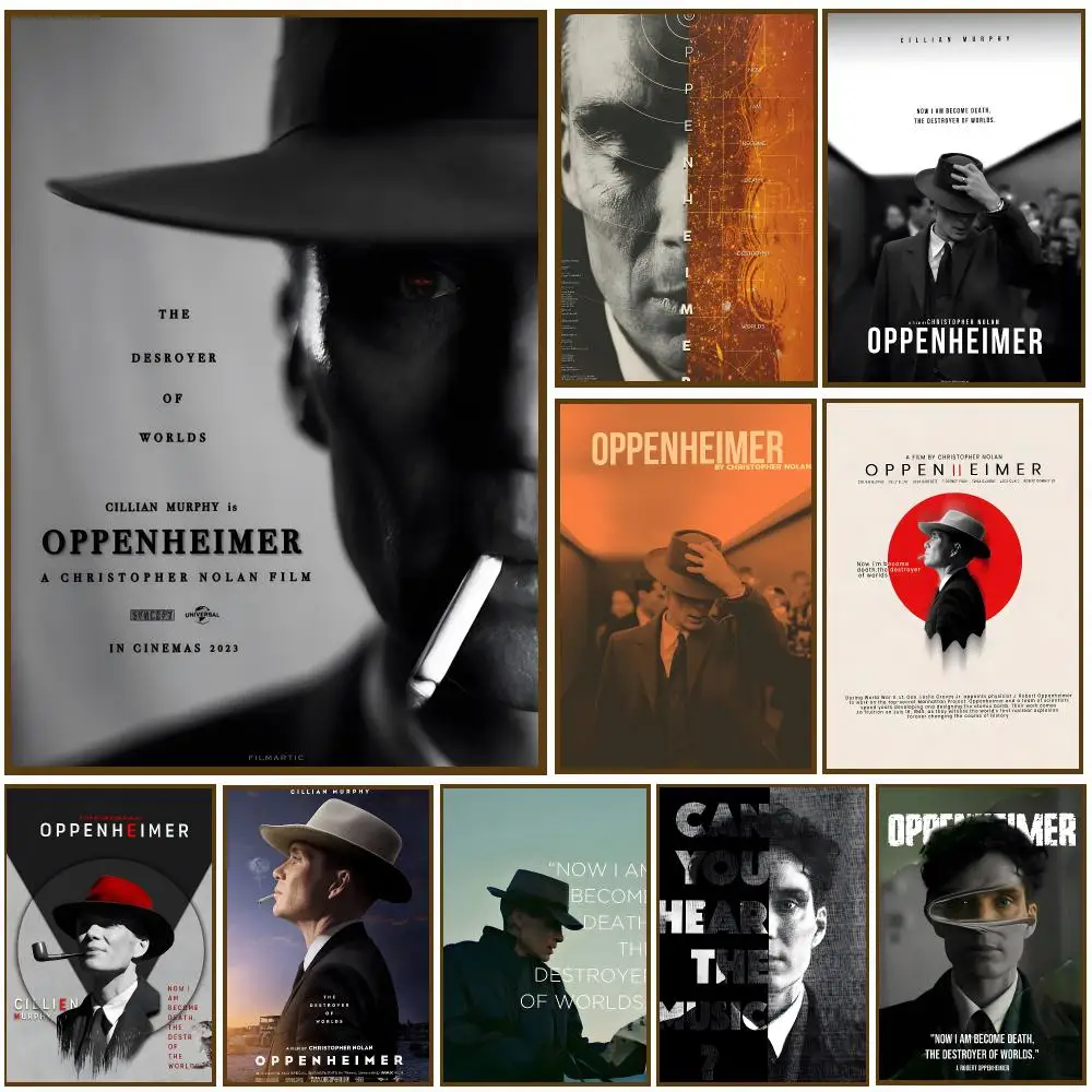Movie Oppenheimer Poster Self-adhesive Living Room Bedroom Party Bar Decor Moisture-proof Fade-resistant HD