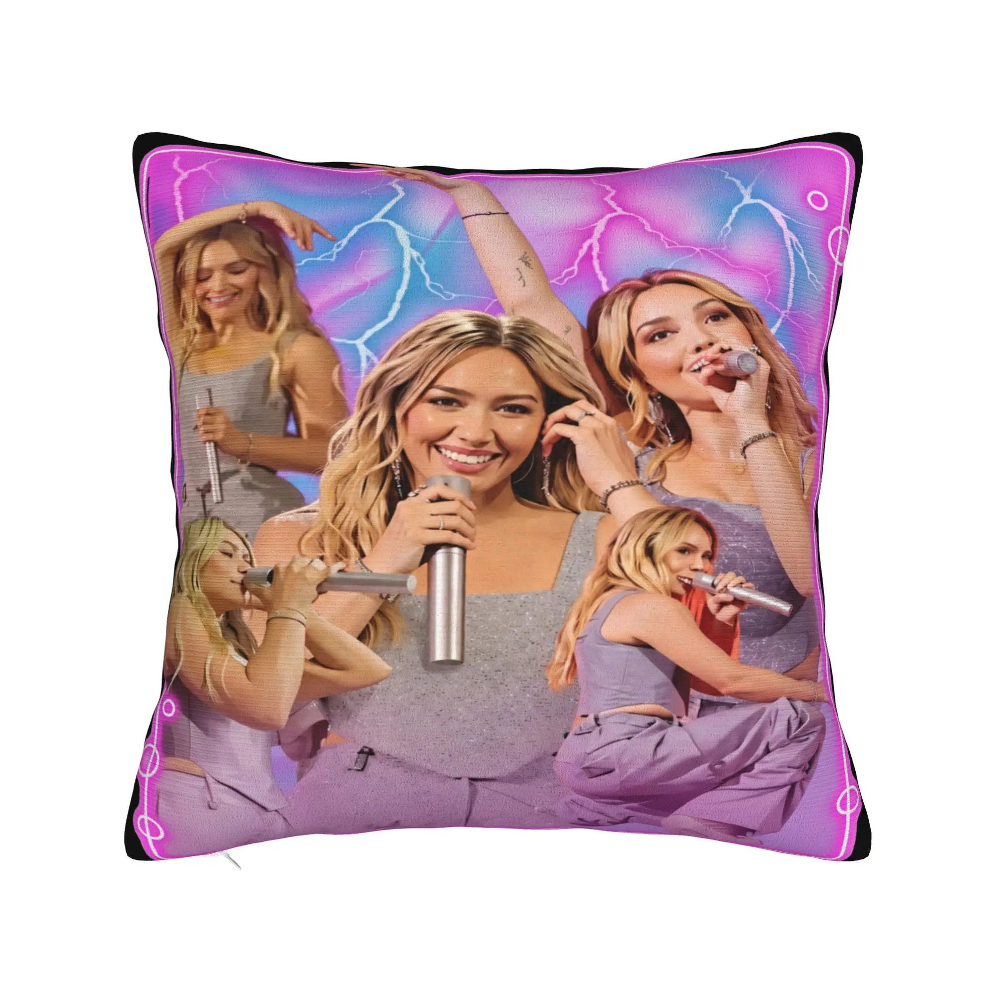 Hilary Duff Lucky Me Tour Pillow Case  Vintage Pillow Cover Comfy Pillowcases For Office Car Home Decor